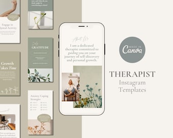 Therapist Social Media Templates, Psychologist, Mental Health Professionals, Counselors, Editable Canva Instagram Templates