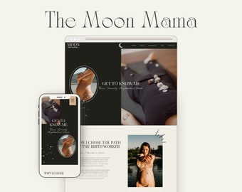 Modello di sito Web Showit per Doula, fotografi di nascita e addetti alla nascita, Modern Moon Mama