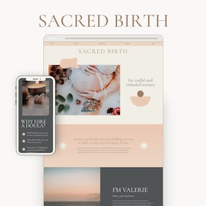 Doula Website Template, Boho Showit Template for Birth Workers, Modern Wellness Website Template image 1