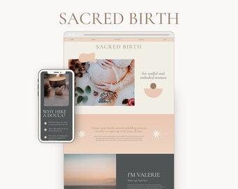 Modello di sito Web Doula, modello Boho Showit per addetti al parto, modello di sito Web di benessere moderno