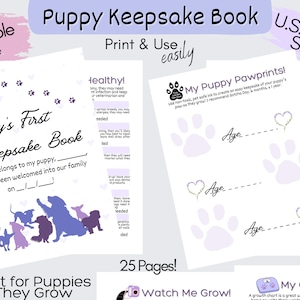 Puppy Keepsake Book | Puppy Memory Book | Puppy Printable | Puppy Records | Dog Records | New Puppy Forms | Puppy Template PDF | Photo Album