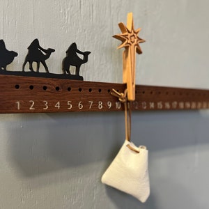 Minimalist Advent heirloom Calendar. Mahogany solid wood and leather pouch. image 3