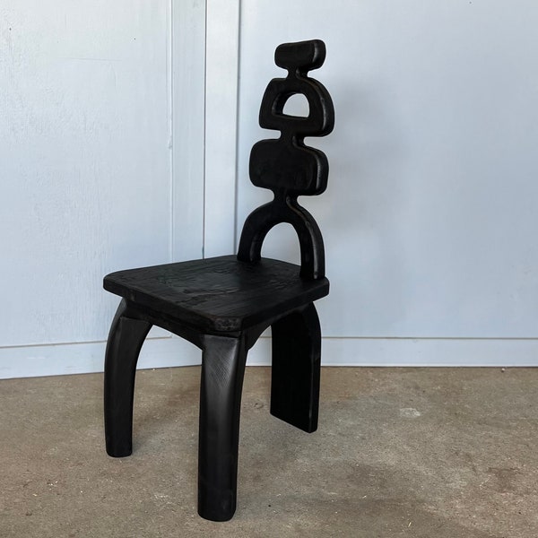 African sculptural wood stool, chair, modern chair, modern stool