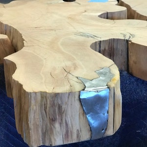 Live edge and steel coffee table image 8