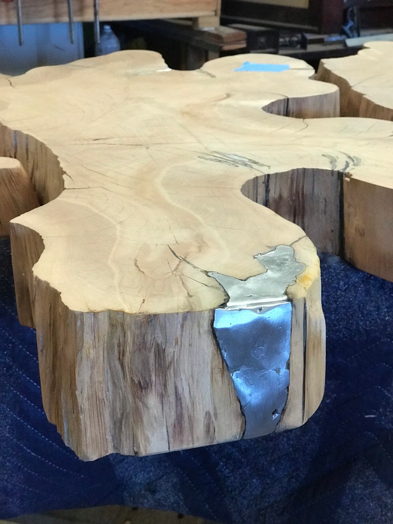 Live edge and steel coffee table image 8