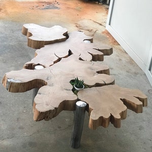 Live edge and steel coffee table image 1