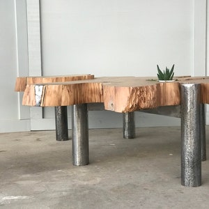 Live edge and steel coffee table image 10