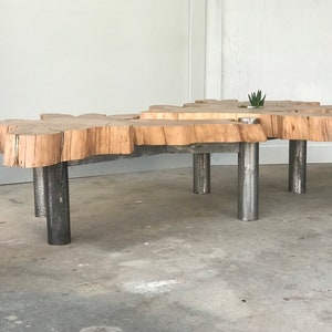 Live edge and steel coffee table image 4