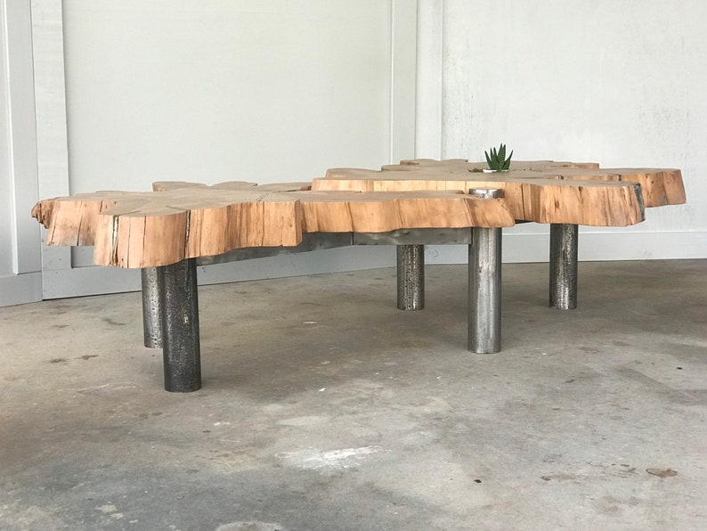 Live edge and steel coffee table image 4