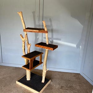 Live edge Cat tree tower cat condo, Wooden Cat Tree Cat Lover Gift Cat Furniture
