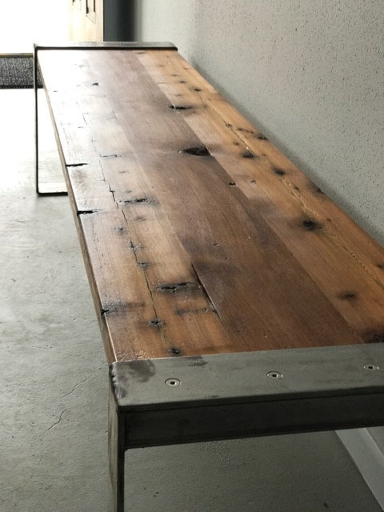 Modern Industrial Wood Bench - Etsy
