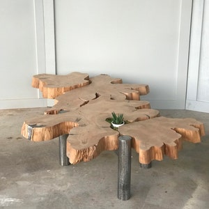 Live edge and steel coffee table image 9