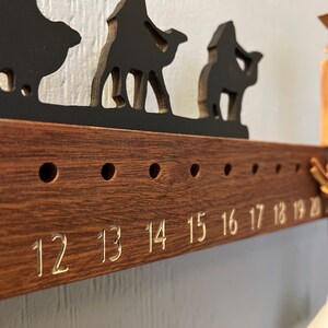Minimalist Advent heirloom Calendar. Mahogany solid wood and leather pouch. image 5