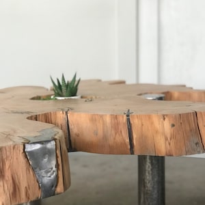 Live edge and steel coffee table image 7