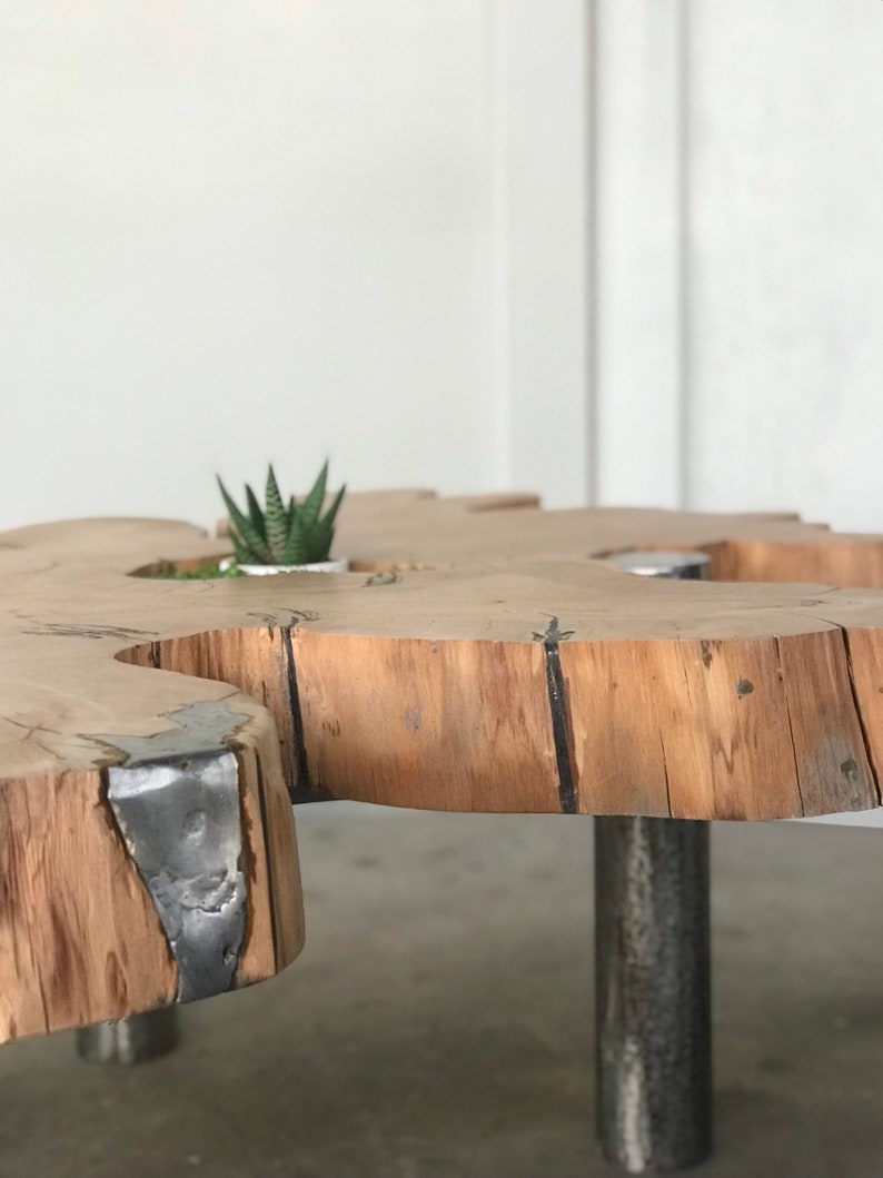 Live edge and steel coffee table image 7