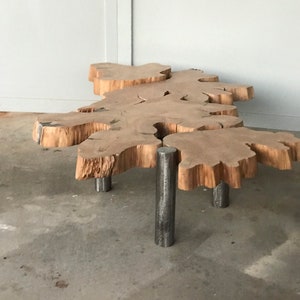 Live edge and steel coffee table image 3