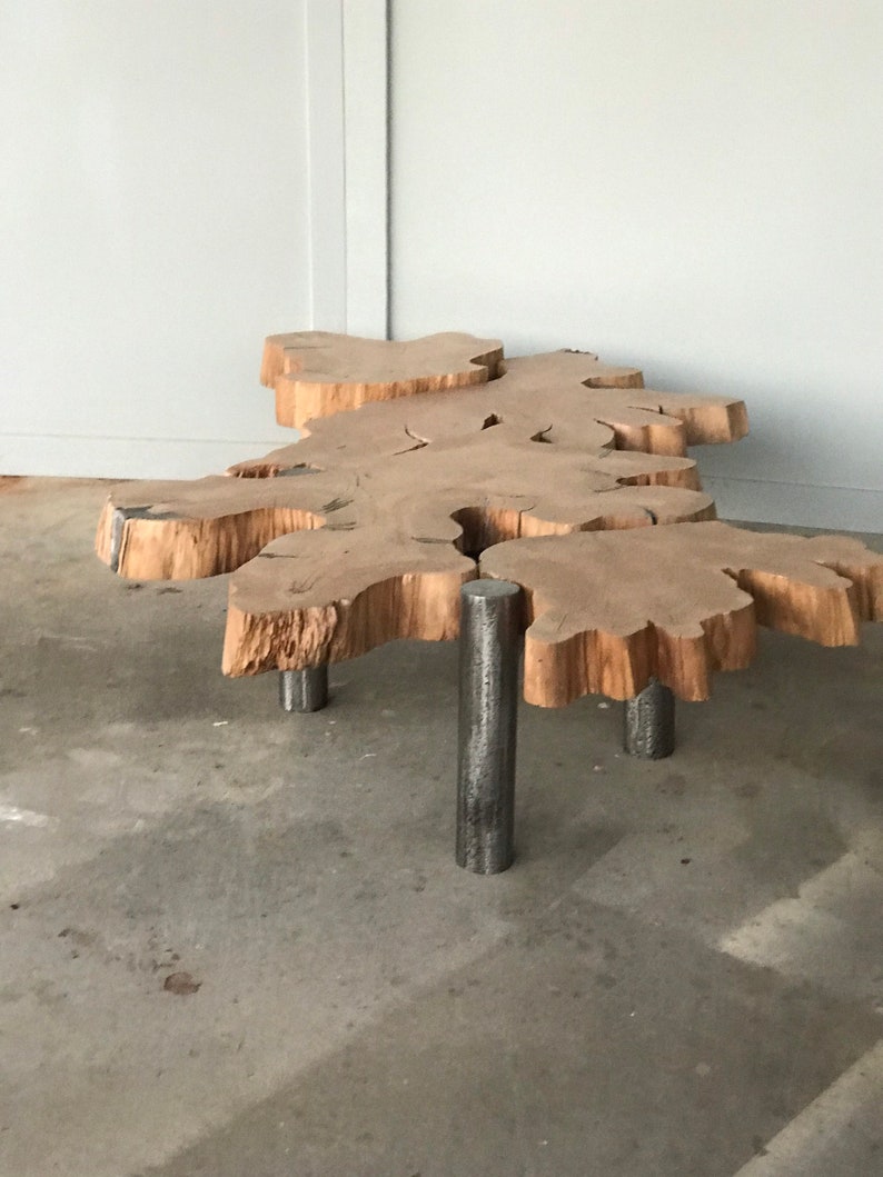 Live edge and steel coffee table image 3