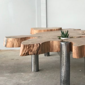 Live edge and steel coffee table image 2