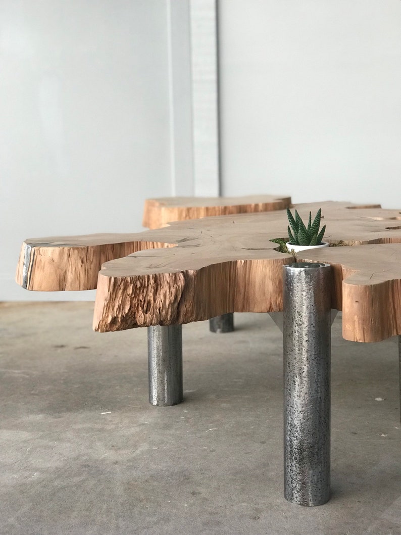 Live edge and steel coffee table image 2