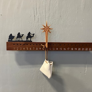 Minimalist Advent heirloom Calendar. Mahogany solid wood and leather pouch. image 9