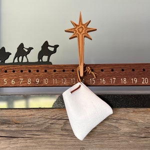 Minimalist Advent heirloom Calendar. Mahogany solid wood and leather pouch. image 10