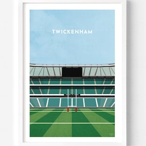 Impressão de arte contemporânea de Twickenham, Inglaterra, pôster de rúgbi para presente