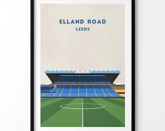 Elland Road Leeds Stadium Print – Retro Football Poster - Gifts for Soccer Fans - Personalise + Frame Option