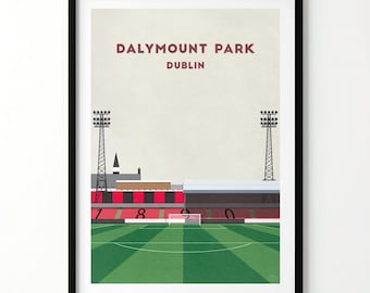 Bohemians Dalymount Park retroprint - poster voetbalstadion Dublin (gepersonaliseerd + ingelijste optie)