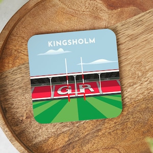 Gloucester Rugby Stadium Coaster Kingsholm Ground Colourful Beer Mat Rugger Fan Retro Drinksware Unique Trendy Sports Pub Decor image 3