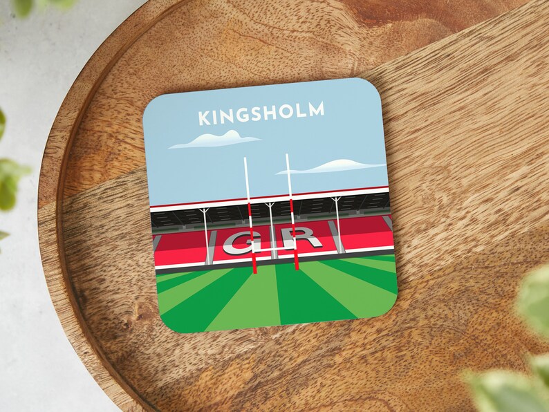 Gloucester Rugby Stadium Coaster Kingsholm Ground Colourful Beer Mat Rugger Fan Retro Drinksware Unique Trendy Sports Pub Decor image 3