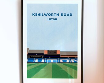 Luton Town FC Stadium Print - Contemporary Kenilworth Road Illustration - Personalised Soccer Ground Poster - Wall Art Gifts for Fans