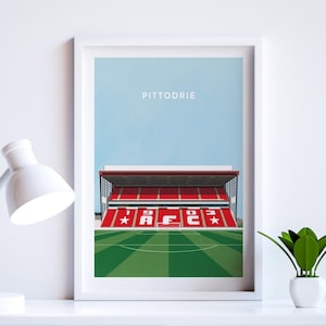 Aberdeen Football Print Gift, Modern Art Poster of Pittodrie Stadium, Framed or Unframed Choices, Husband Boyfriend Present