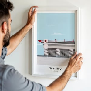 Milan Poster Wall Art, San Siro Football Stadium Art Print, Inter and AC Gift for Fans, Framed or Unframed Option, Italian Friend Present
