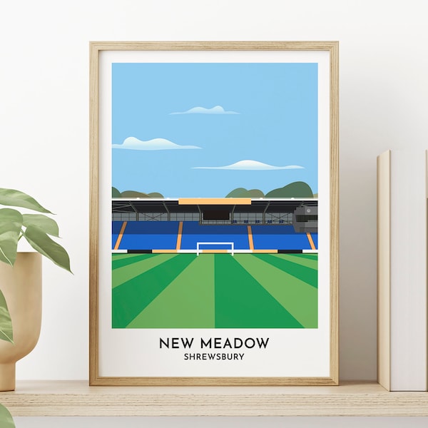 Shrewsbury Town Framed or Unframed Art Print - New Meadow Modern Art Print - Birthday Gifts for Father Mother - Shropshire Poster