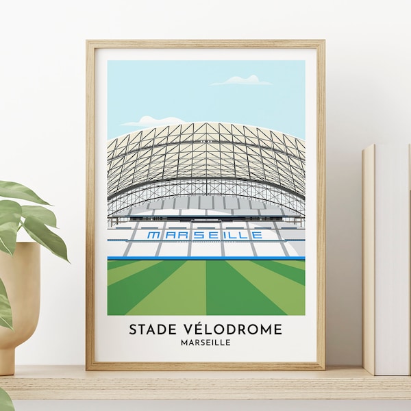 Olympique Marseille, Francais, France, Stade Velodrome, Orange, Football Posters, Print, Football Print, cadeau pour lui, papa