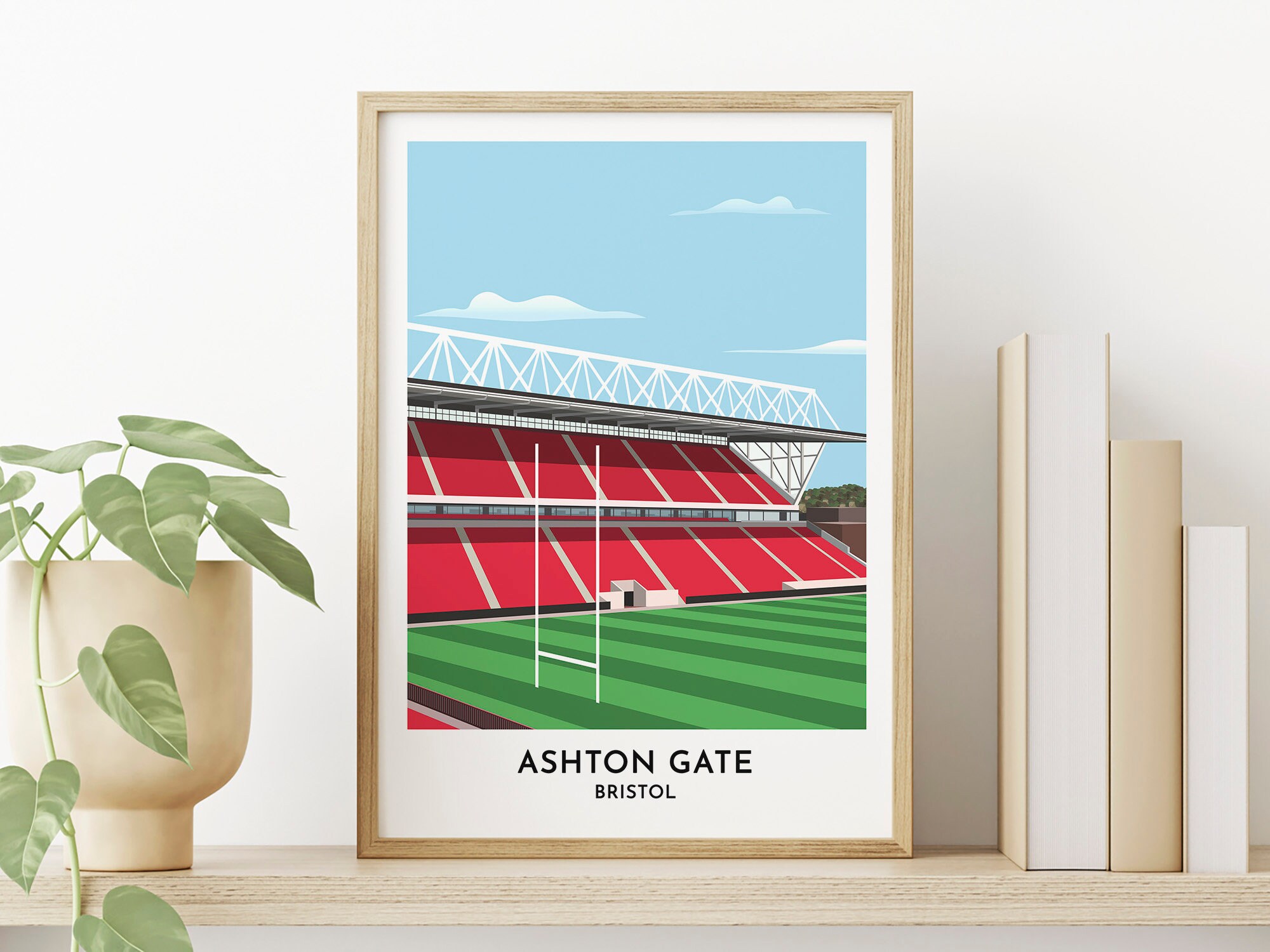 Bristol Rugby - Ashton Gate - Prezent dla Bears Rugby - Współczesny wydruk - Prezent dla mężczyzn - Plakat rugby - Spersonalizowany prezent dla niego