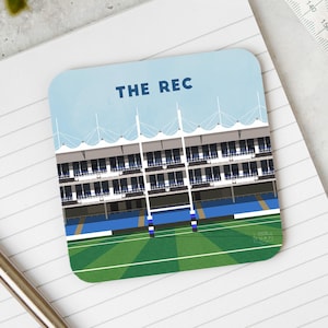 Posavasos ilustrado del Bath Rugby, regalo personalizado del estadio Rec
