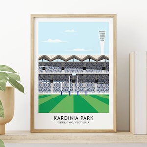 Geelong Football -  Kardinia Park Art Print Victoria - Contemporary Style Print - Aussie Rules Gift - 50th Birthday Gift for Men