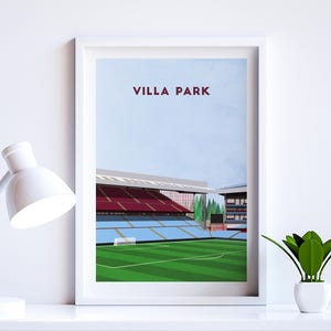 Aston Villa Football Poster, Villa Park Stadium Print Illustration, Modern Wall Art, Personalised Text