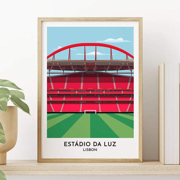Benfica - Estadio da Luz Print Gift - Lisbon Illustrated Artwork - Roommate Gift - Gift for Men
