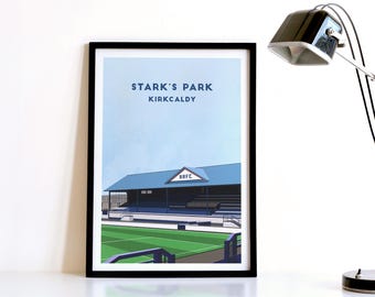 Raith Rovers Football Poster: Original Stark's Park Stadium Illustrated Wall Art