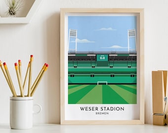 Impresión del estadio Weser, fútbol de Bremen, arte minimalista del estadio de fútbol