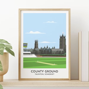 Somerset County Cricket Club Print, County Ground Taunton Contemporary Art Poster, Gift for Men Women Cricket Fan