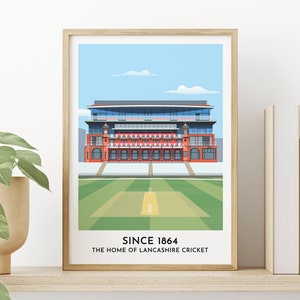 Lancashire Cricket Art Print - Emirates Cricket Ground - Manchester Cricket Ground Print - 60th Birthday Gift for Men