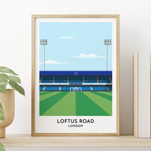 Queens Park Football, Loftus Road Art Print, Rangers London Art Illustration, Gift for Him Her, Leaving Teacher Gift