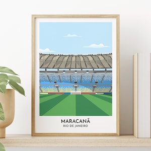 Regalo di calcio brasiliano, illustrazione grafica contemporanea dello stadio Maracanã, stampa per parete, poster di calcio