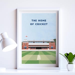 England Cricket Wall Art - Lords Cricket Ground Pavilion Art - Retro Modern Cricket Fan Print Gift