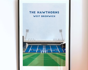 Stampa dello stadio West Brom Albion The Hawthorns - Poster illustrato di football, regalo artistico da parete