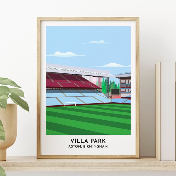 Aston V - Villa Park - Birmingham Kunst - Villa Park Druck - Wandkunst - Papa Geschenk - Ruhestand Geschenk - Fußball