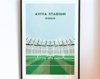 Ireland Rugby Aviva Stadium Print - Lansdowne Road Irish Rugby Poster - Contemporary Dublin Wall Art - Sports Gift for Him or Her